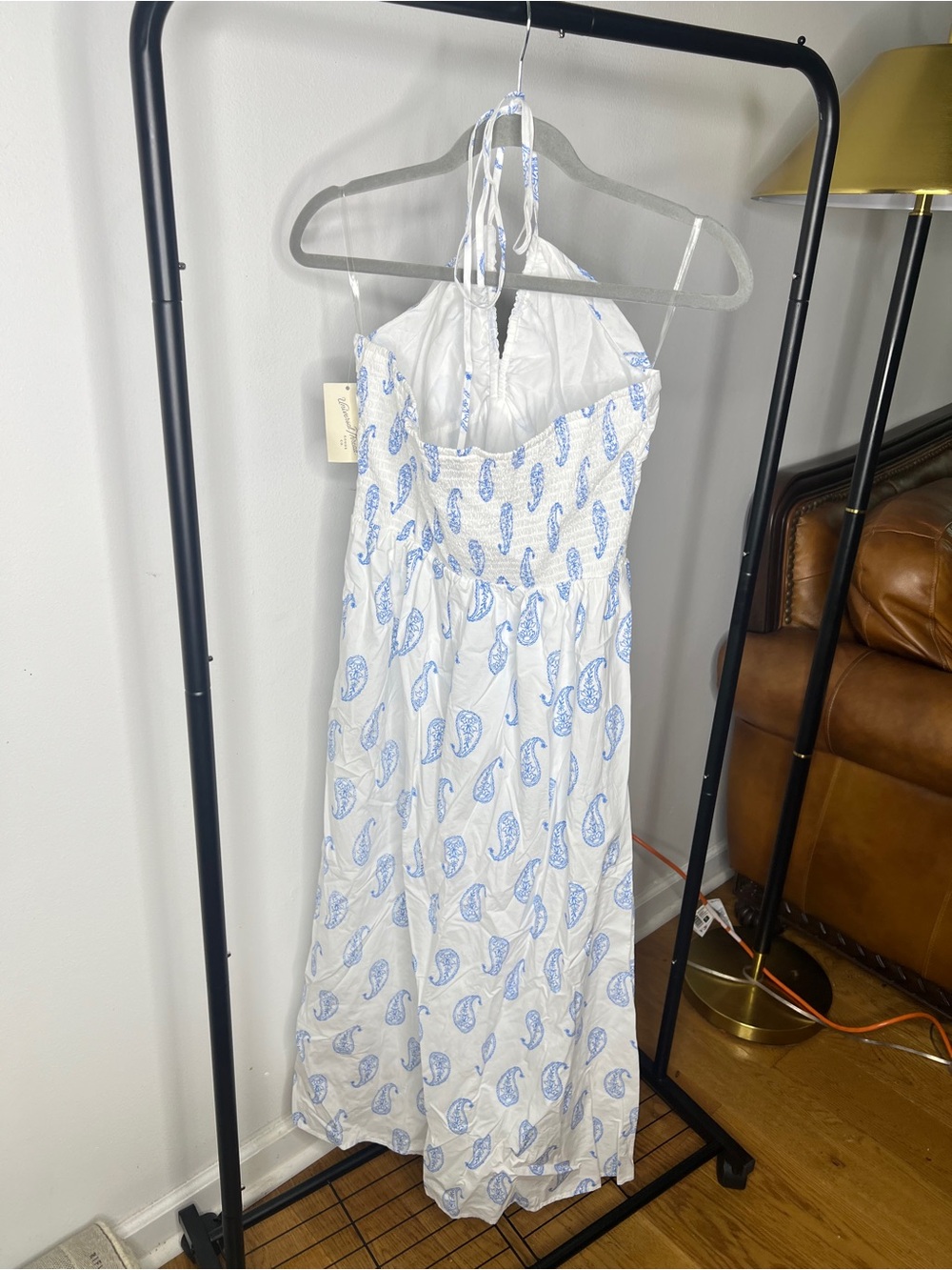 Universal Thread White Dress with Blue Paisley Print - Picture 2 of 4